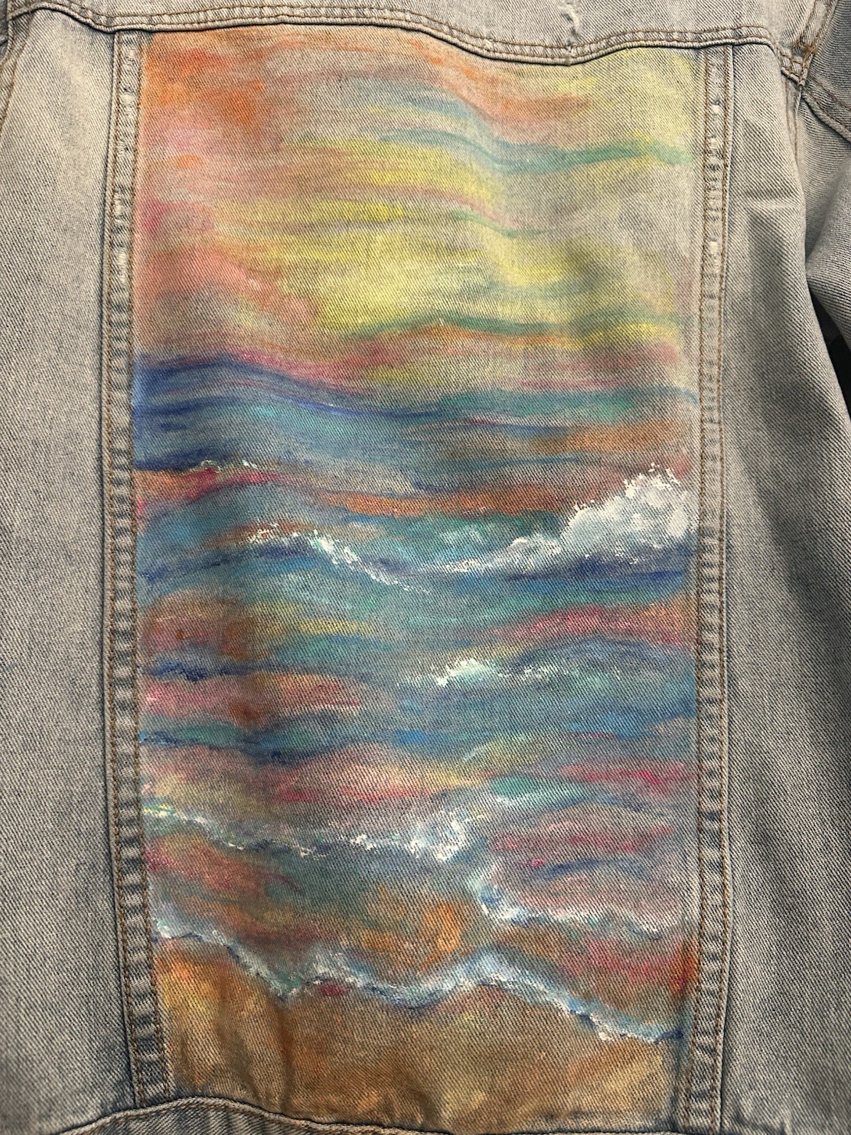 WISHLIST Women’s Denim Jacket~Hand Painted Original Design ~ Size Medium