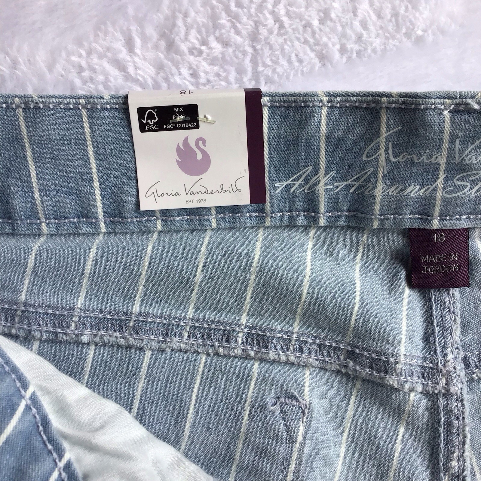 Gloria Vanderbilt Skinny Capri Jeans Womens 18 Mid-Rise Stripe Stretch