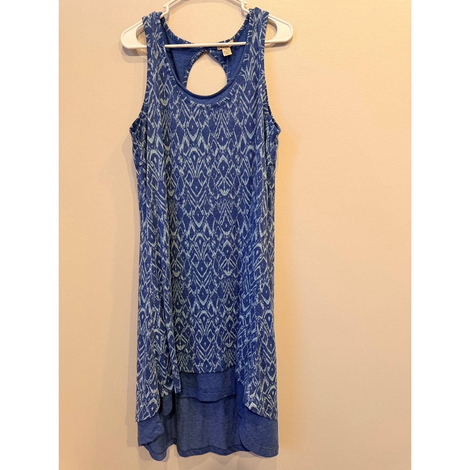 NWT Mod-O-Doc Blue Ikat Knit Dress Sleeveless Layered High Low Sz XL