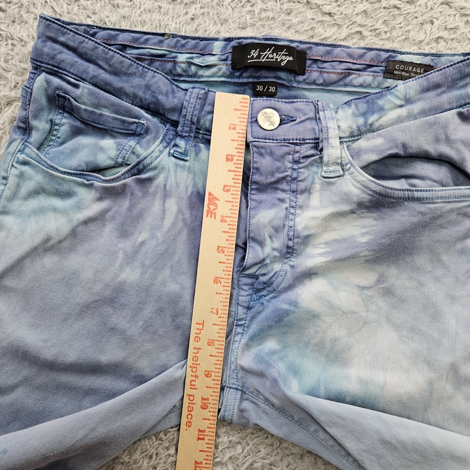 34 Heritage Jeans 30×30 (fits 30×29) Tie Dye Stretch Mid Rise Straight