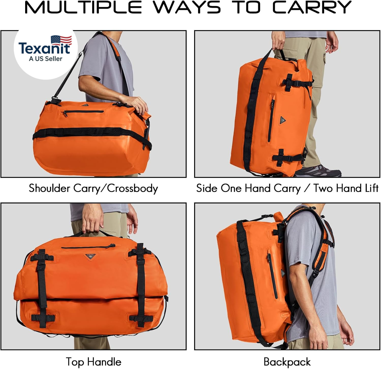 Large Waterproof Duffel Backpack Roll-Top Heavy Duty Dry Duffle Bag for Boating,