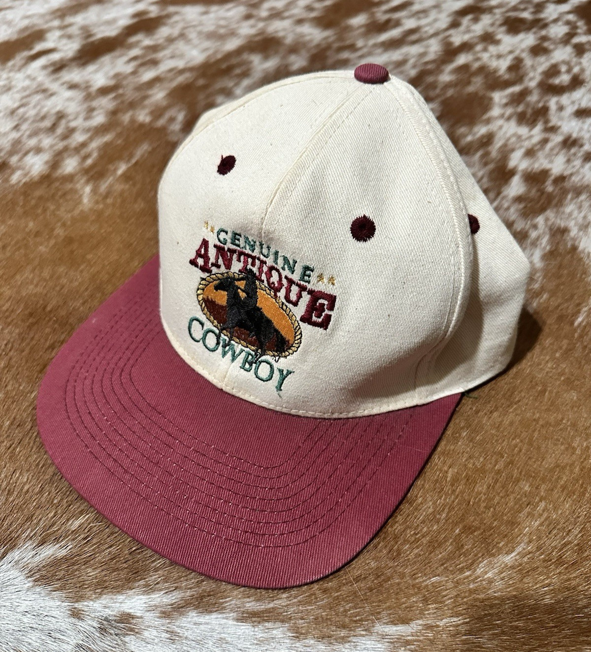 Genuine Antique Cowboy Western Embroidered Vintage Baseball Cap