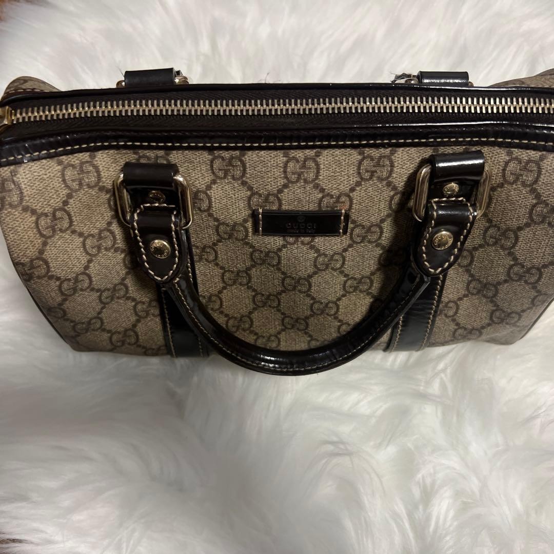 Gucci GG Pattern Handbag Beige Black Gift Present 0607b
