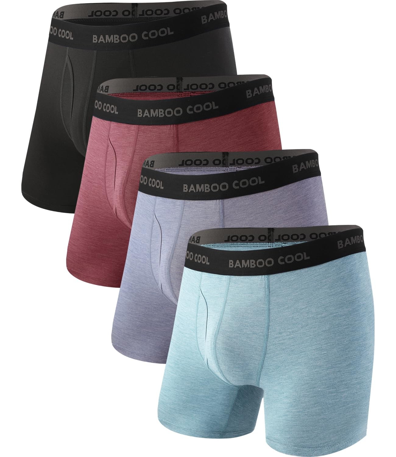 BAMBOO COOL Men’s Ultra Breathable Underwear,No Riding Up Boxer Briefs Multipack