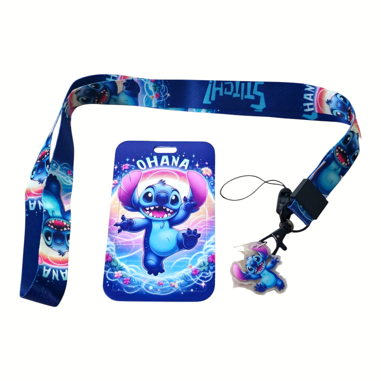 Disney Stitch Lilo & Stitch Cartoon Character Blue Lanyard ID Badge Holder