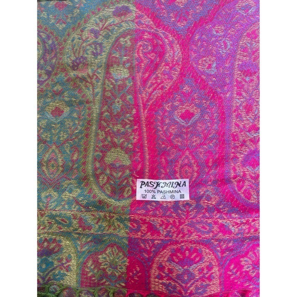 100% Pashmina Scarf Wrap Shawl Paisley Boho Stripe Fringe
