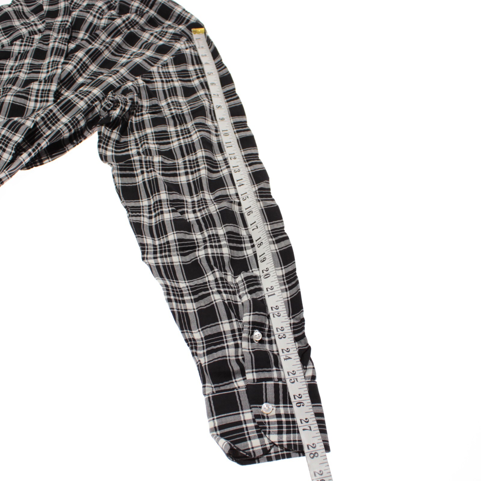 Borriello NWOT Casual Button Down Shirt Size 18.5 46 In Black W/ White Plaid