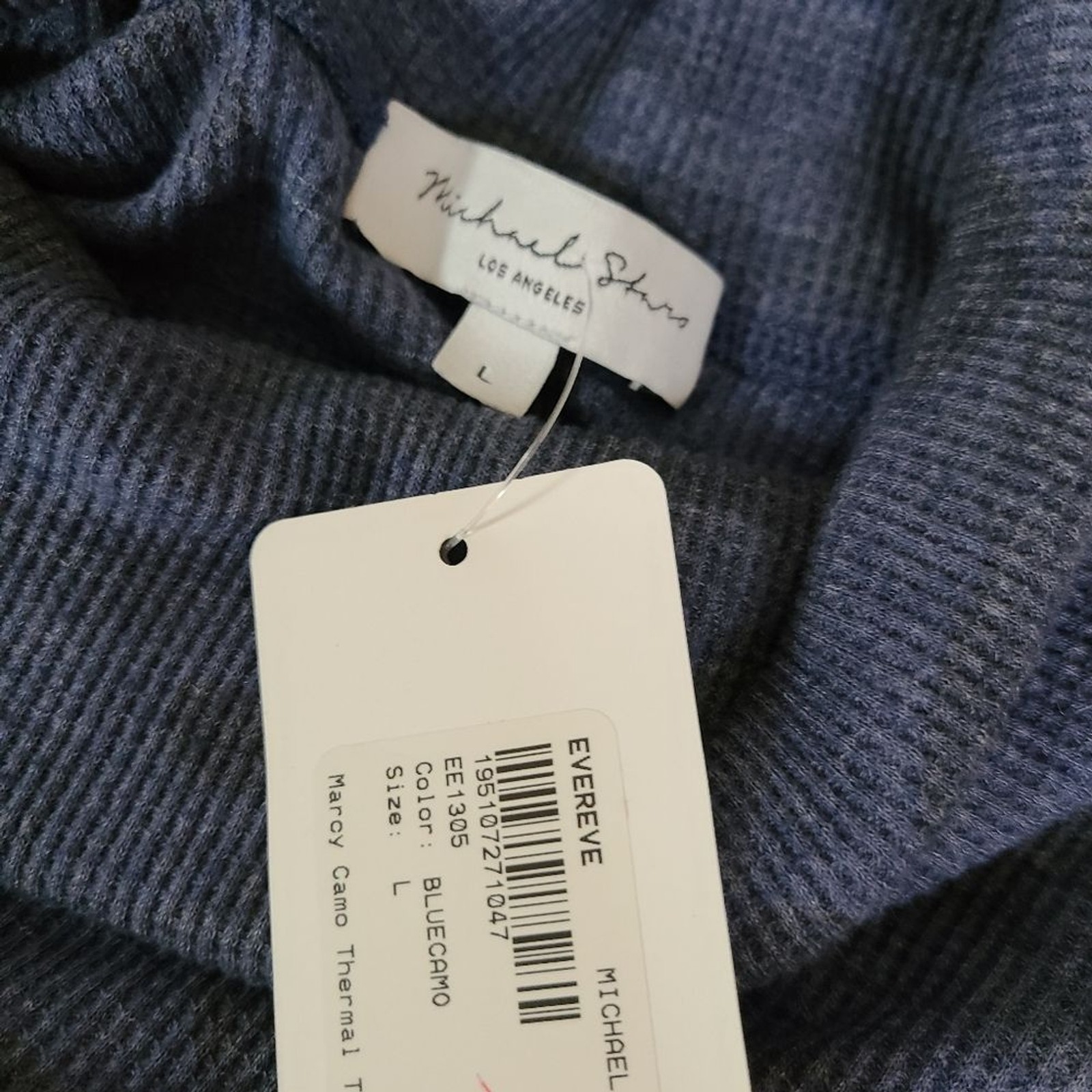 NWT Michael Stars Marcy Size Large Blue Camo Thermal Turtleneck Top Casual Layer