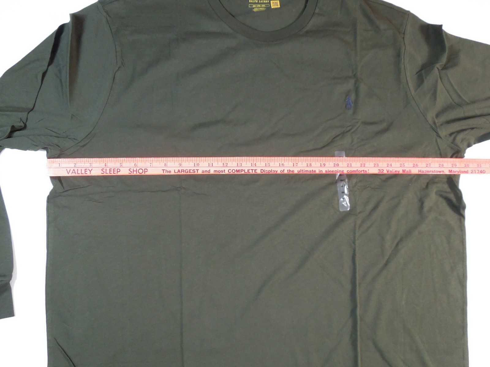 New Polo Ralph Lauren Mens Dark Green 4XLT Cotton Long Sleeve Shirt,Crew Neck