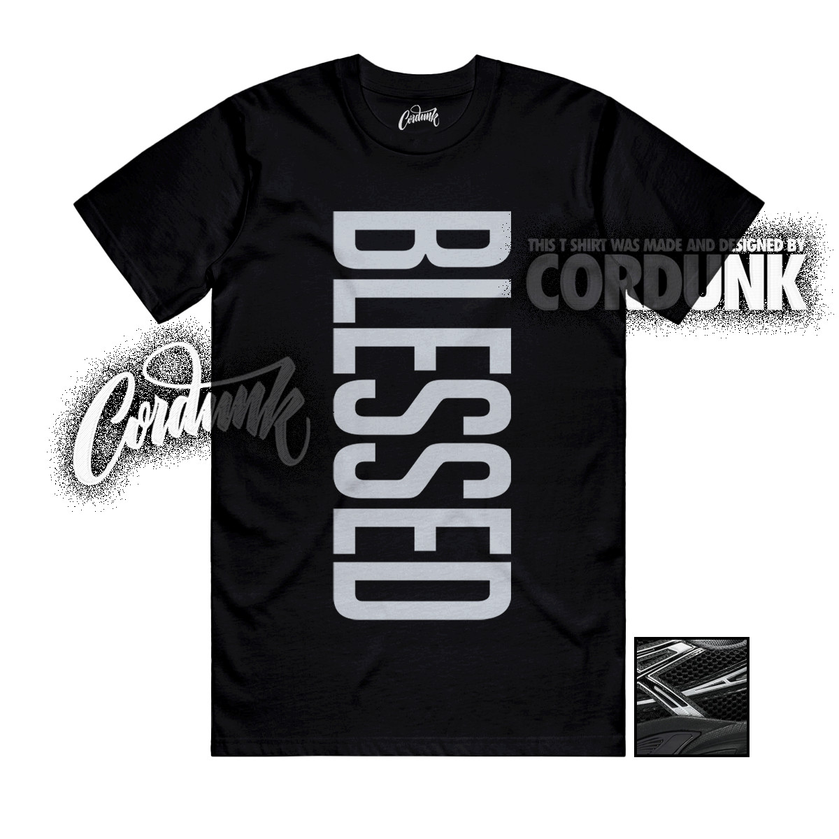 Gel-1130 Black Pure Metallic Silver T Shirt Match VERTBLS