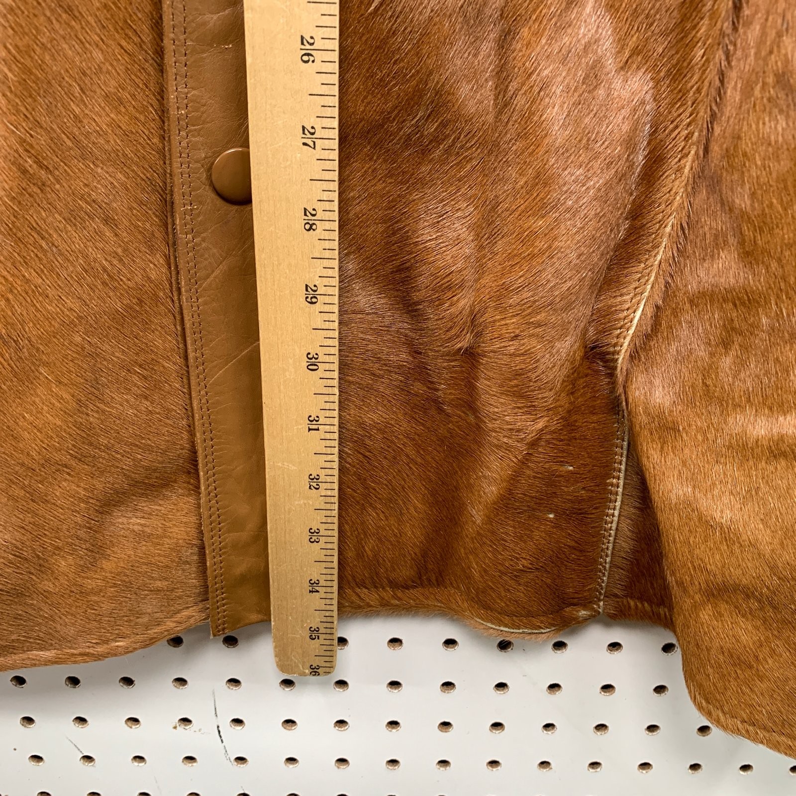 Vintage Davoucci Leather Jacket Men 6XL Brown Hair On Hide 80s 90s Rodeo Western