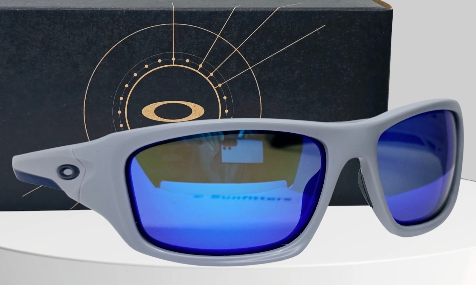 Custom OAKLEY fog gray VALVE +(aftermarket) blue POLARIZED sunglasses NEW!
