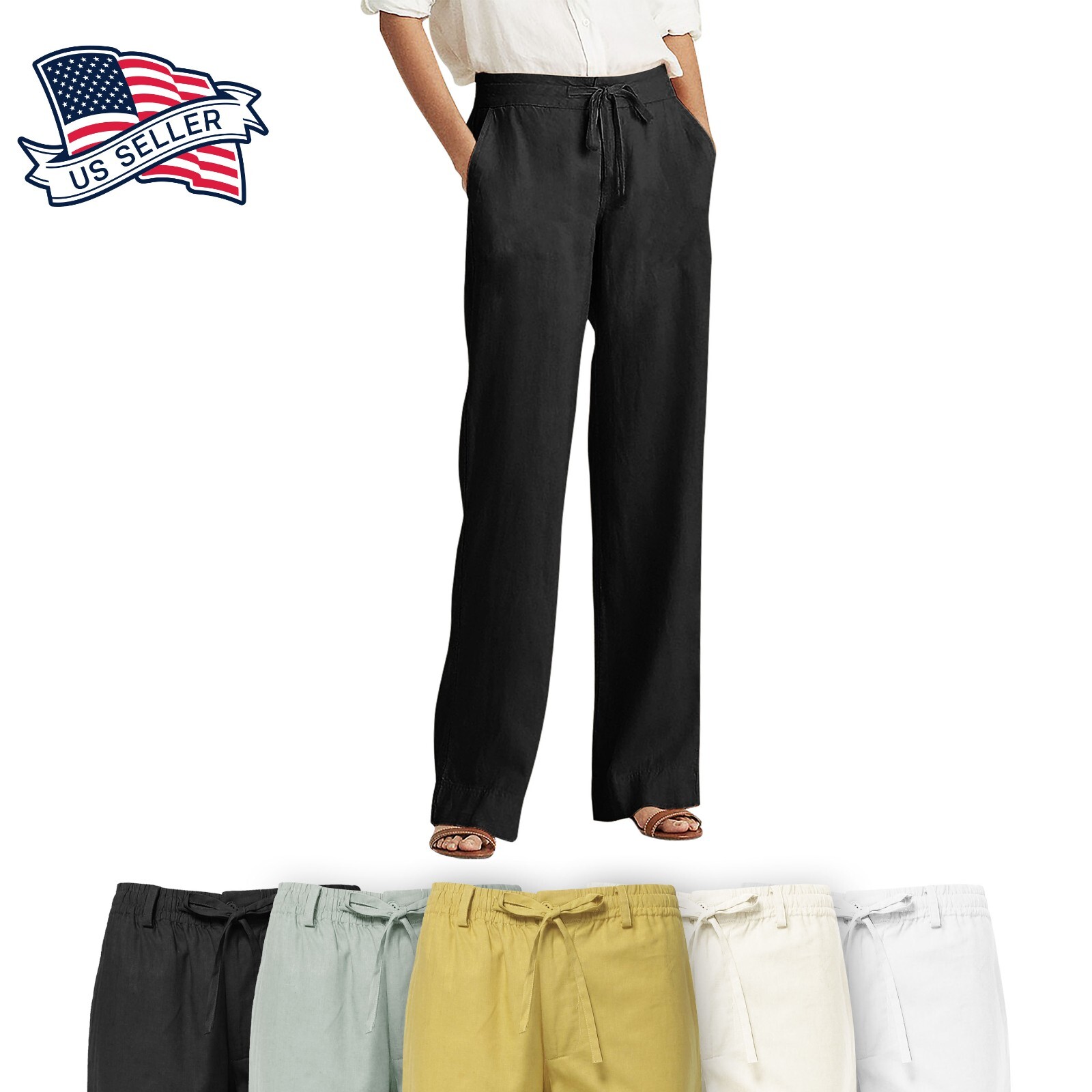 Womens Premium Soft Linen Pants Relaxed Fit Comfort Wear for Daily Styling
