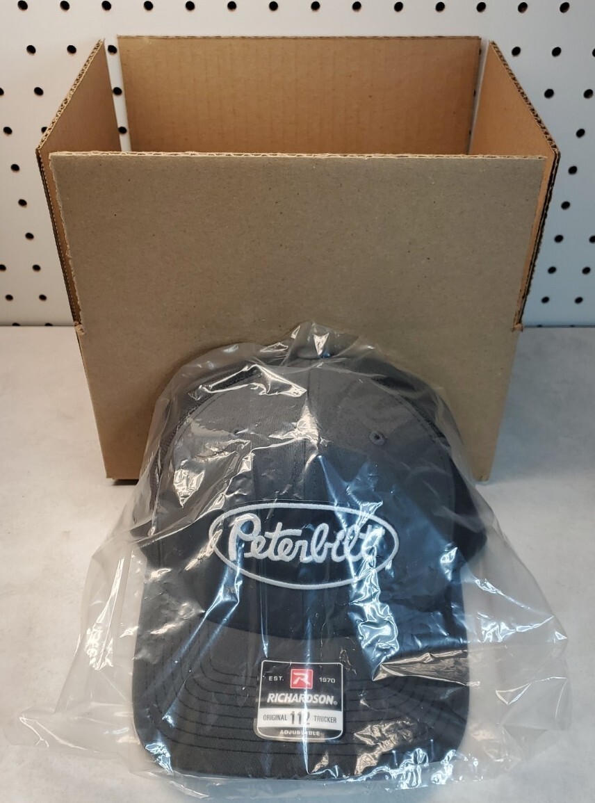 Peterbilt Black Patch on Richardson 112 Trucker Hat Snapback Charcoal/Black