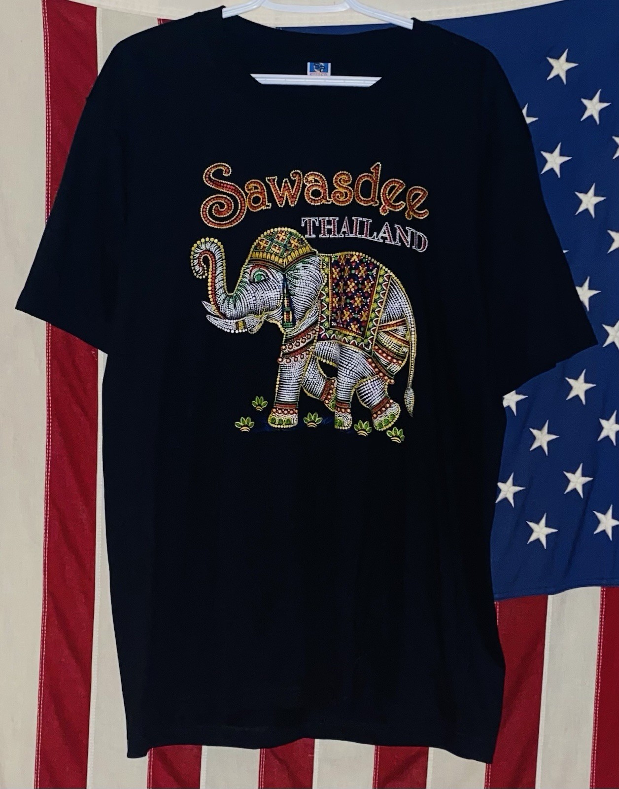 Sawasdee Thailand Embellished Graphic Elephant T-Shirt Men’s XL NWOT Black