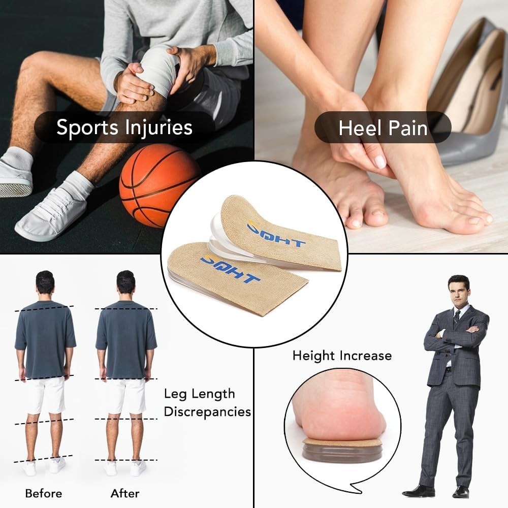 Adjustable Orthopedic Heel Lift Inserts – Height Increase Insoles for Leg Len…
