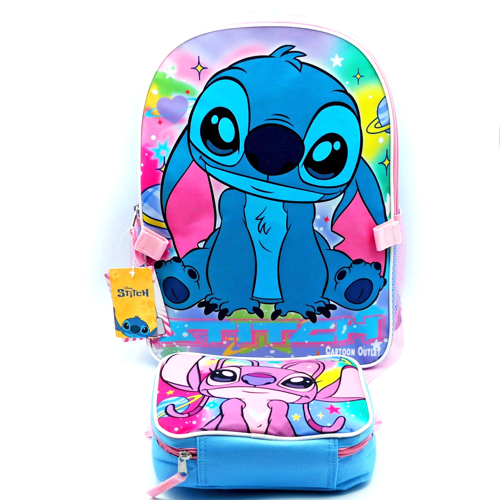 Disney Lilo & Stitch Angel w/Lunch Bag Backpack Set 16″ School Book Bag New