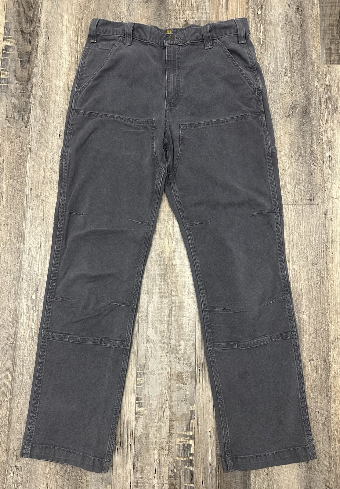 Carhartt Rigby Rugged Flex Double Knee Canvas Pants Mens *33×31* 102802 Gray GUC