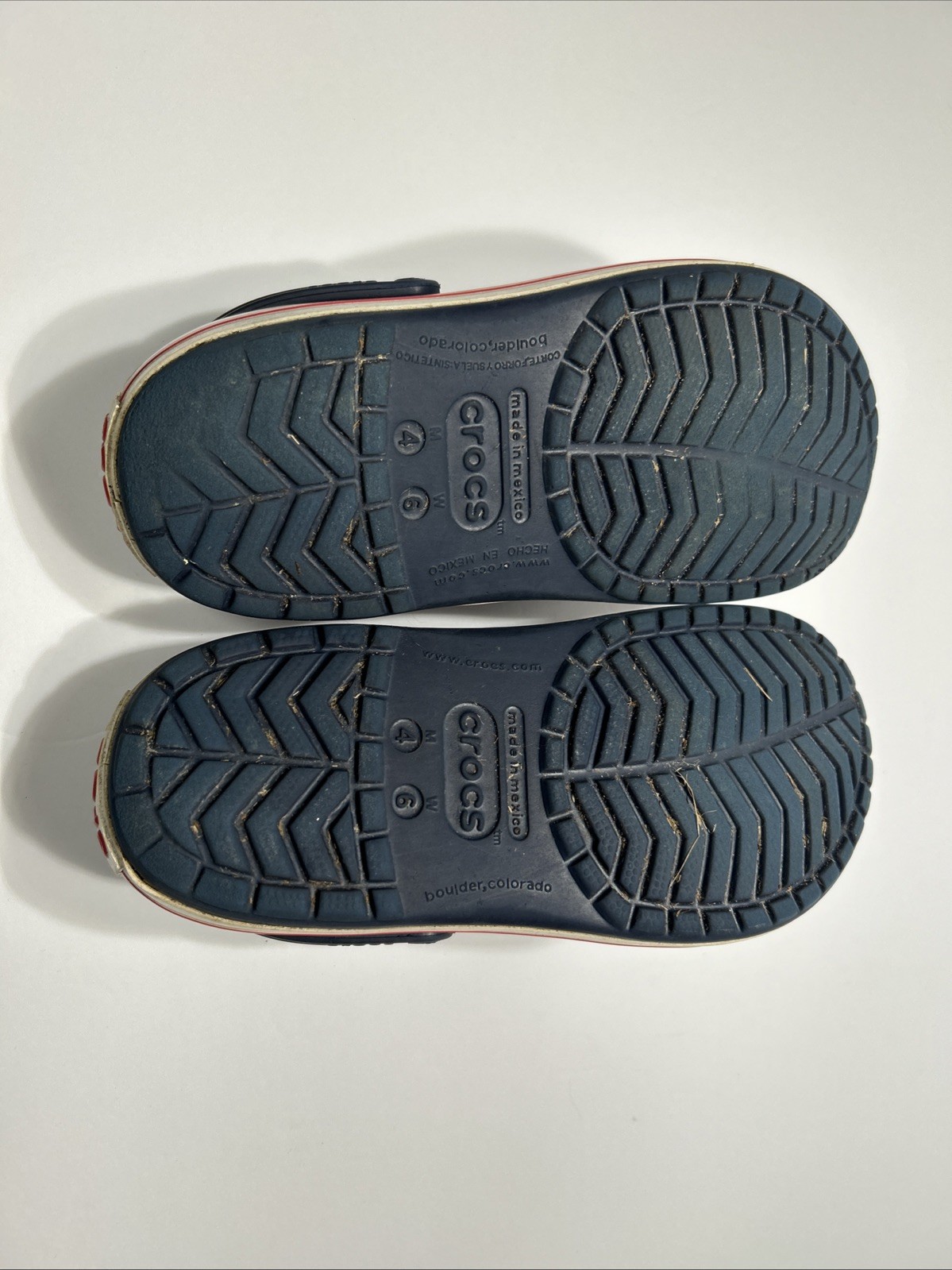 Crocs Crocband Navy, White, Red Clogs – Size M 4 / W 6