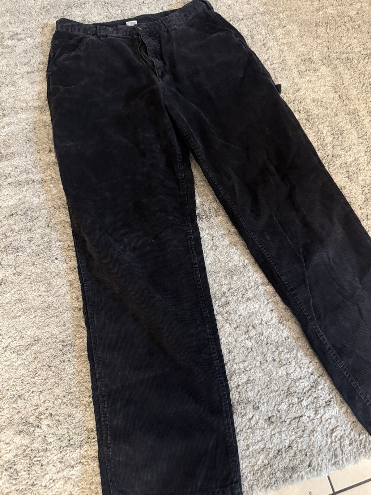 Men’s Vintage Courdaroy Black Work Pants Straight Leg Size 34