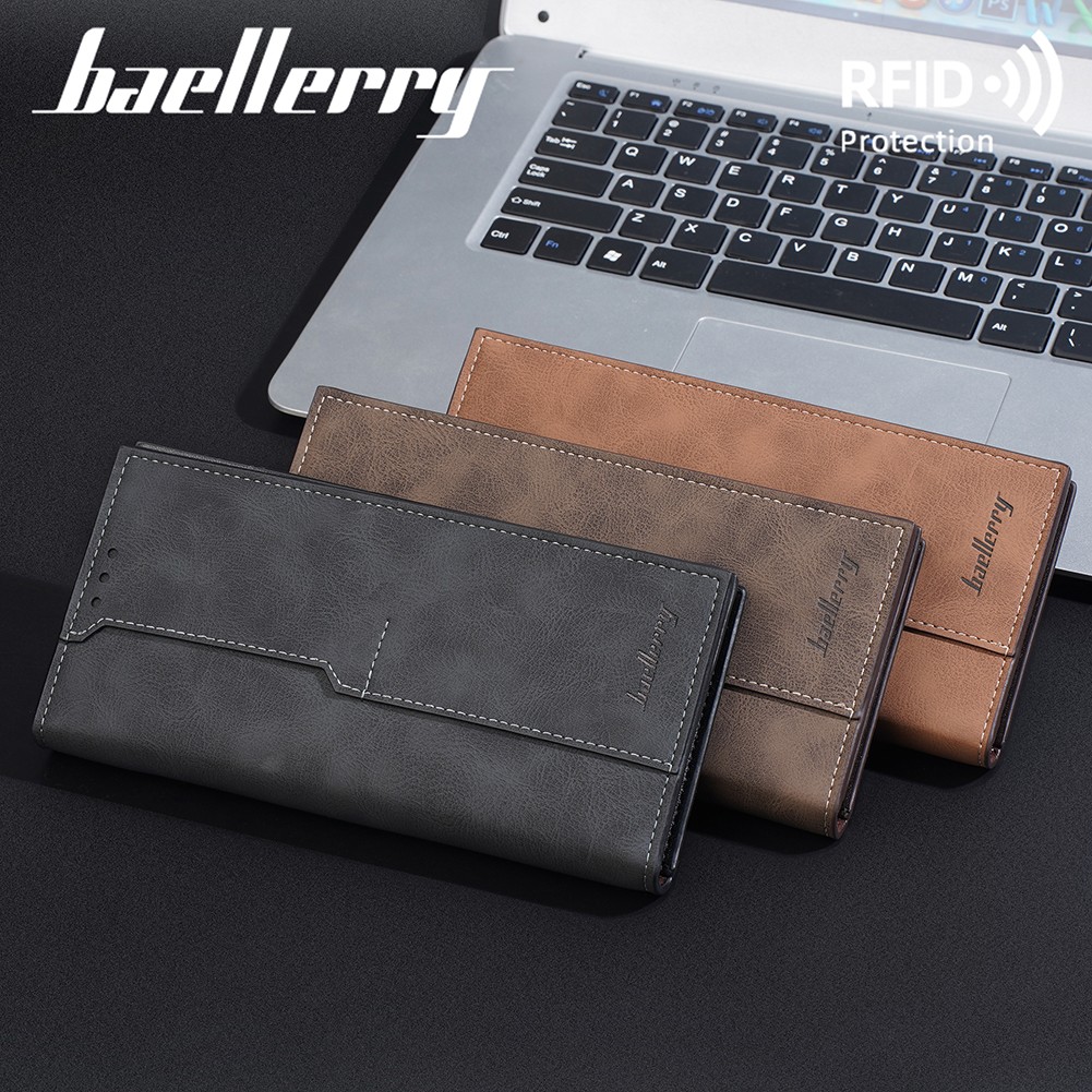 Men’s Leather Long Wallet Bifold ID Card Holder Purse Checkbook Clutch Billfold
