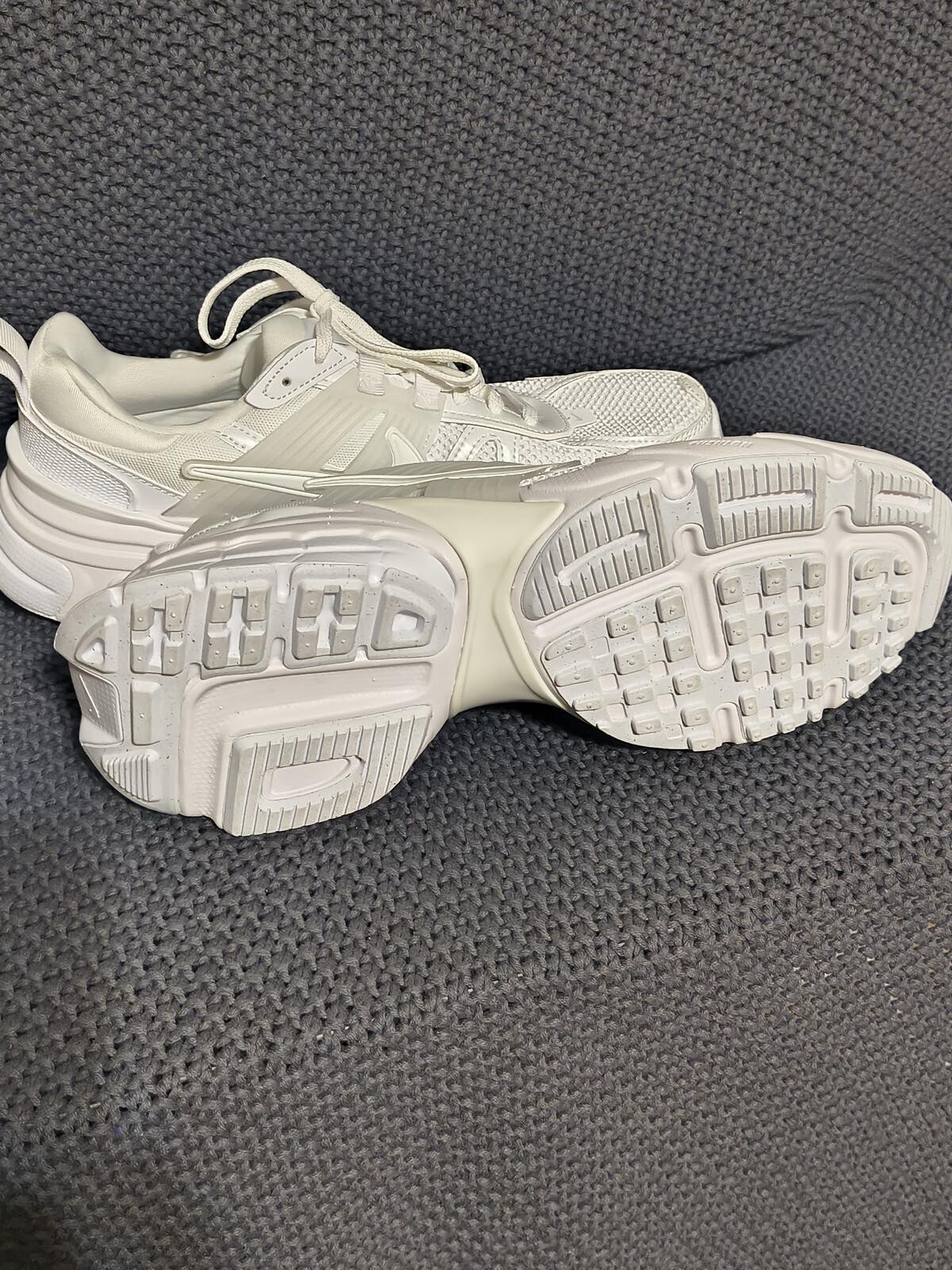 White Synthetic Leather and Mesh Athletic Sneakers
