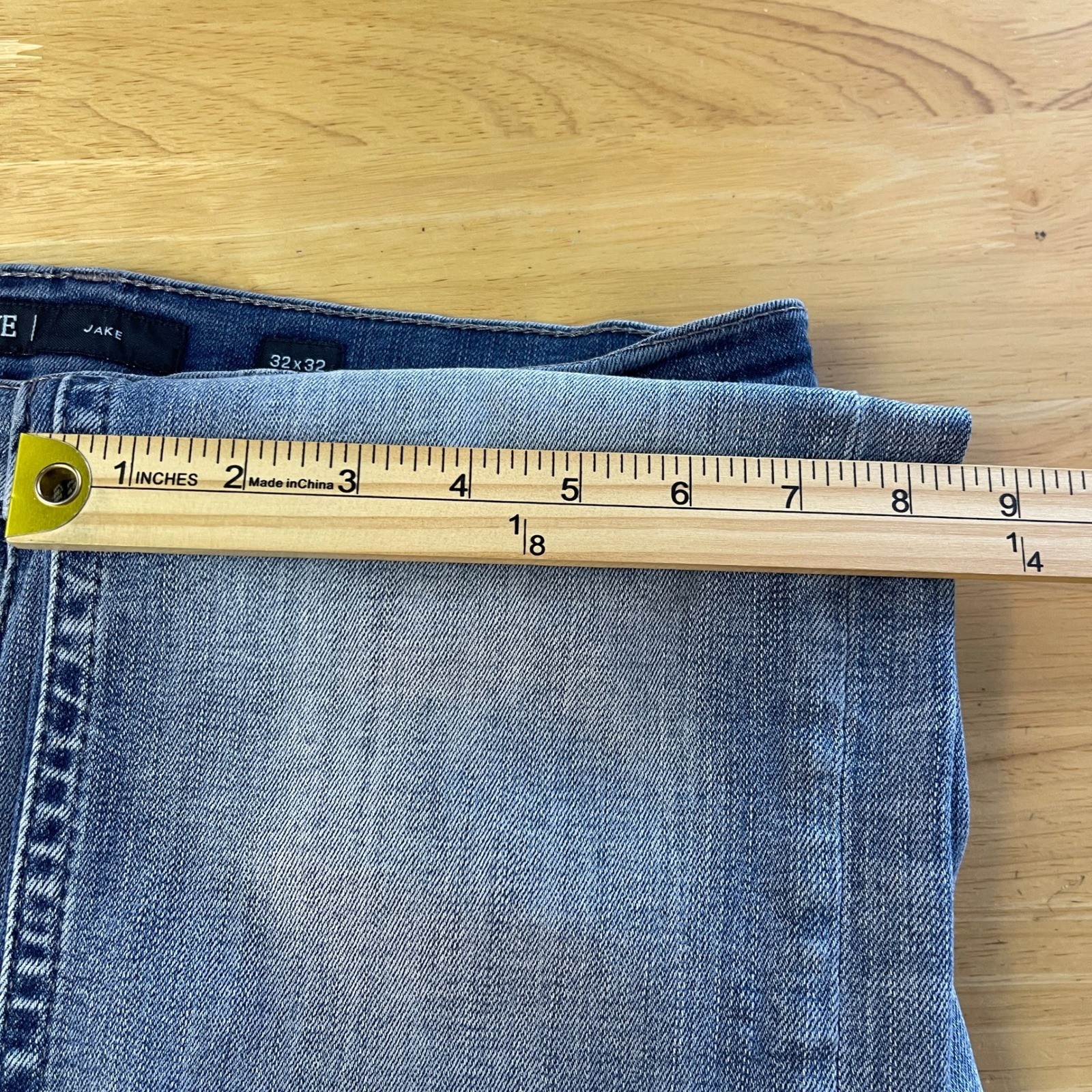 BKE Jake Straight Leg Stretch Mens 32×32 Distressed Light Wash Denim Blue Jeans