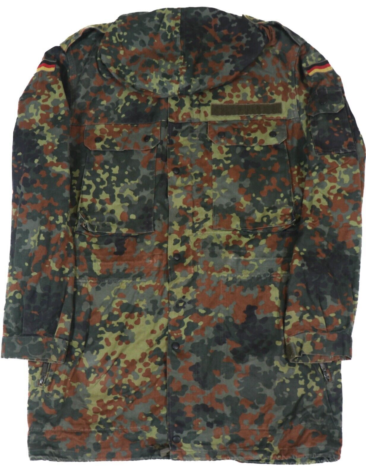 German Bundeswehr Flecktarn Camo Military Parka Jacket with Hood Camouflage