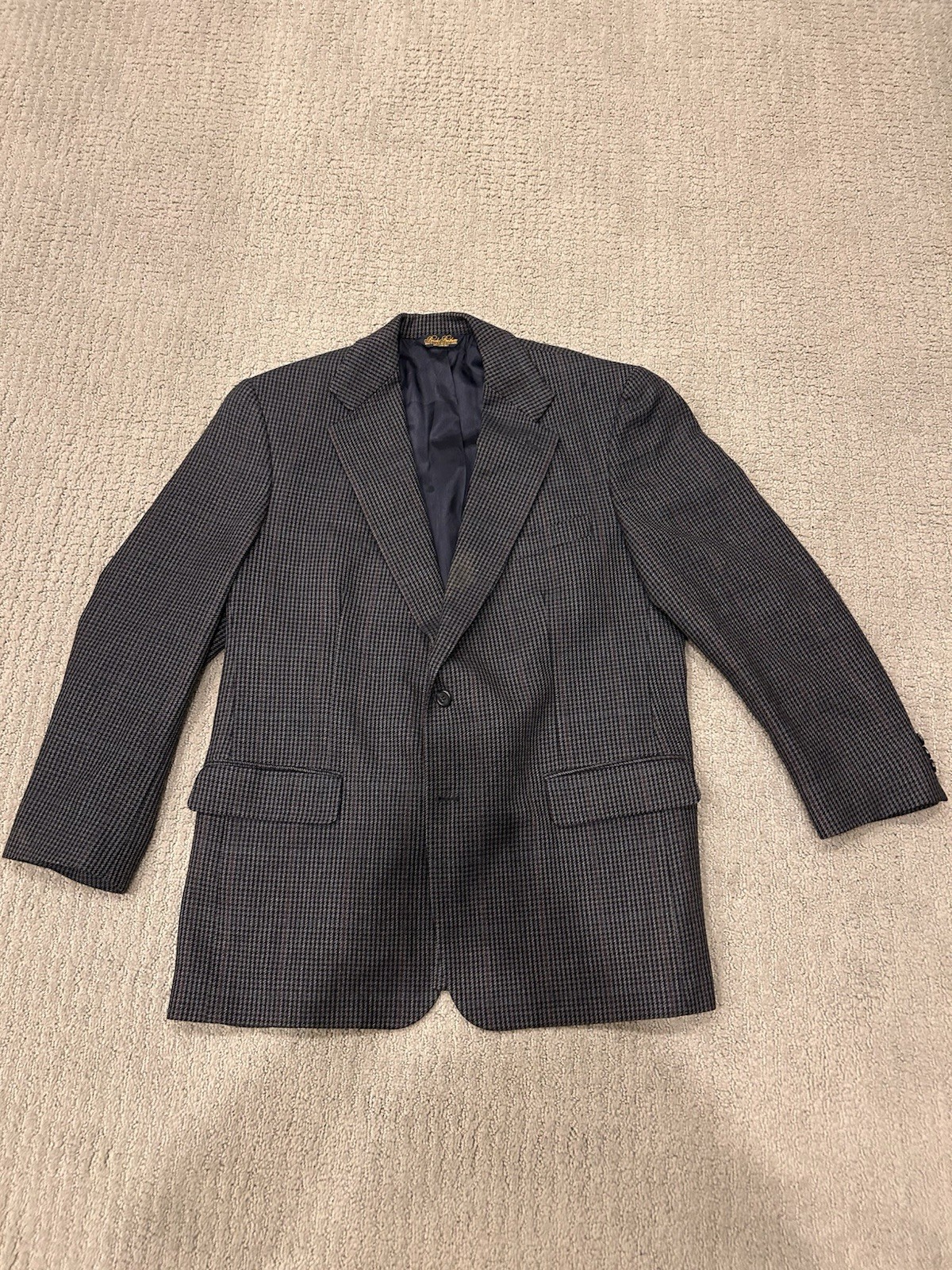 Vintage Brooks Brothers Makers Suit Jacket 45R Gray Houndstooth Plaid Wool USA