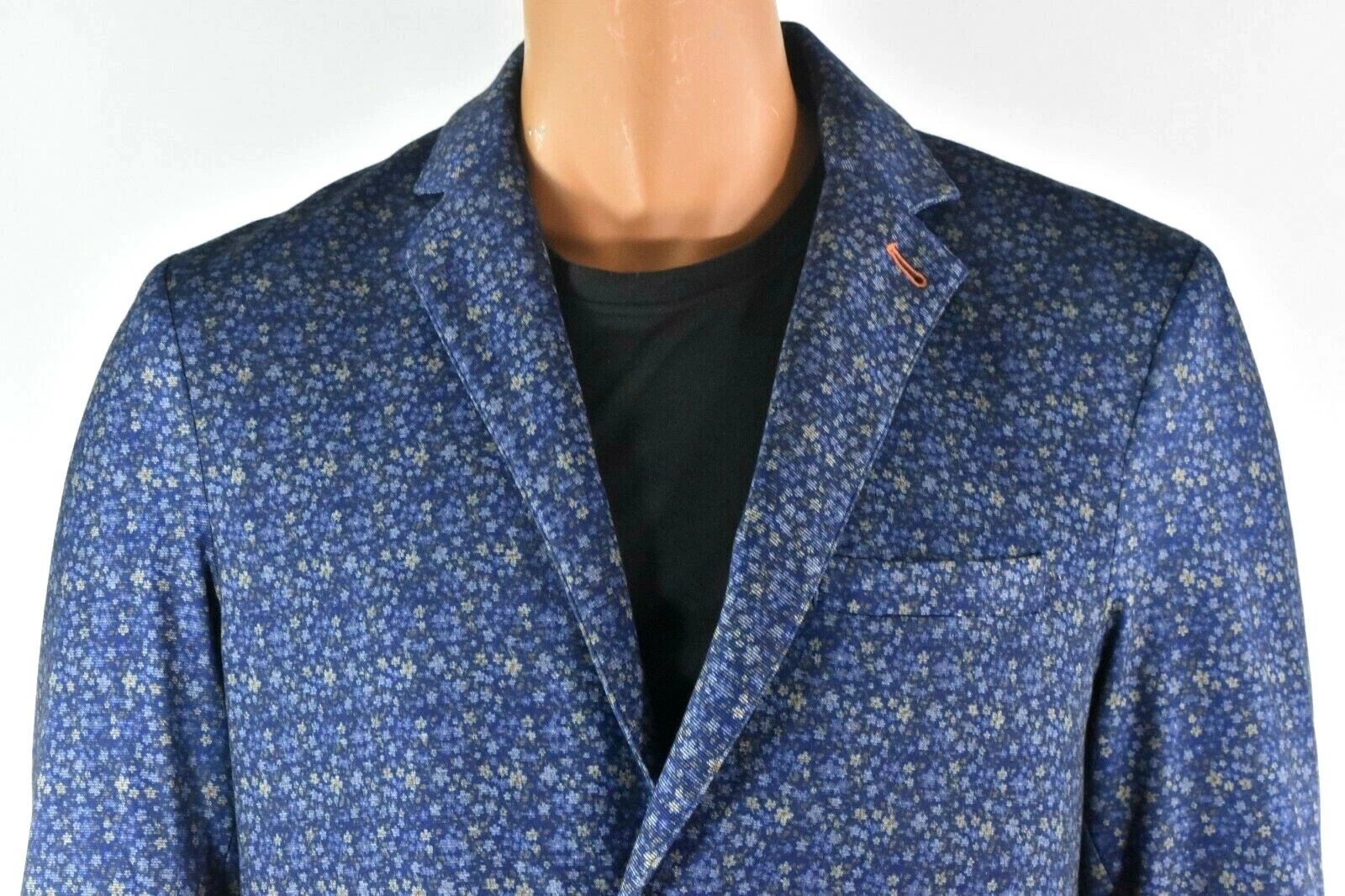 Tallia Mens Sports Coat Jacket Blazer New S Blue Floral Knit Stretch party