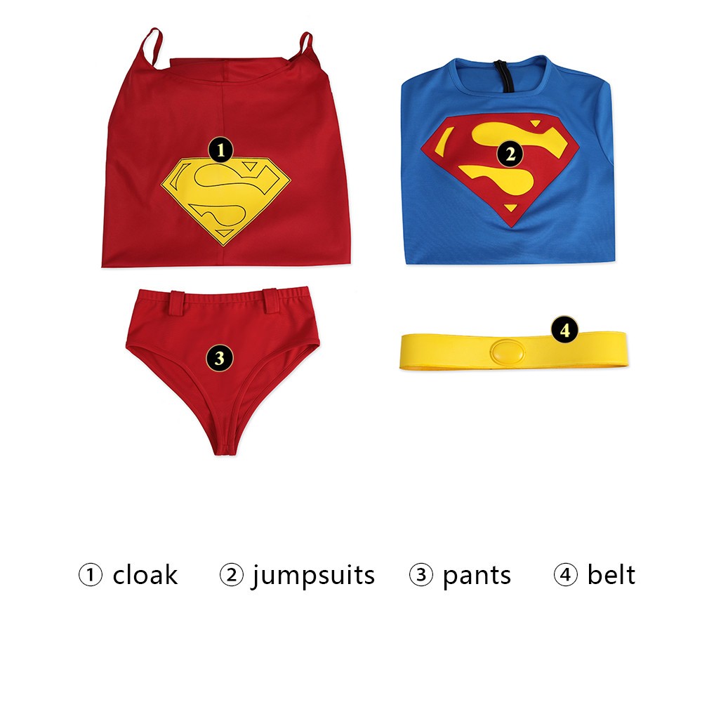 Christopher Reeve superman 1978 Superman Cosplay Costume Jumpsuit Halloween Set