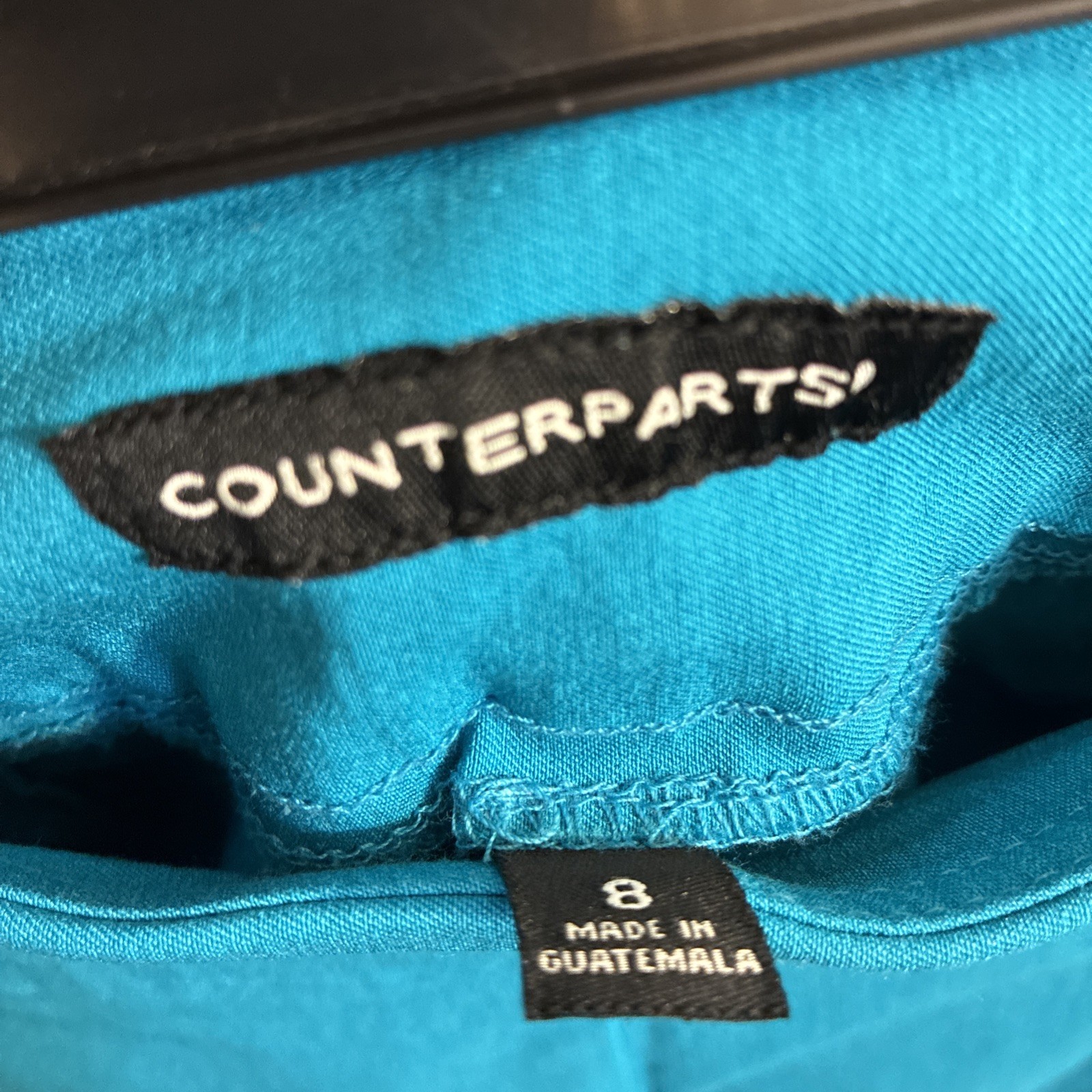 Counterparts Womens Blue Pull On Cropped Capri Pants Button Hem Sz 8
