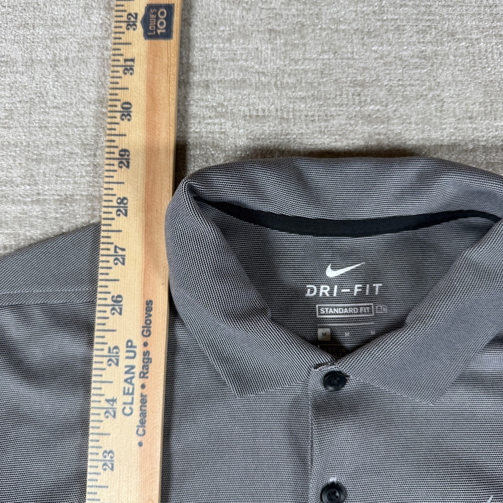 Nike Polo Mens Med Gray Dri-FIT Standard Fit Short Sleeve AQ8601-010