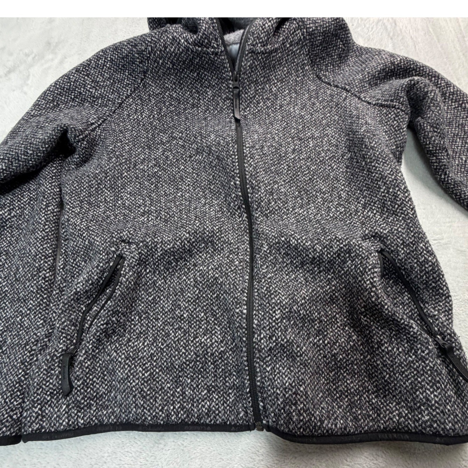 Columbia Jacket Womens XL Black Gray Chillin Fleece Lined Full Zip Hooded