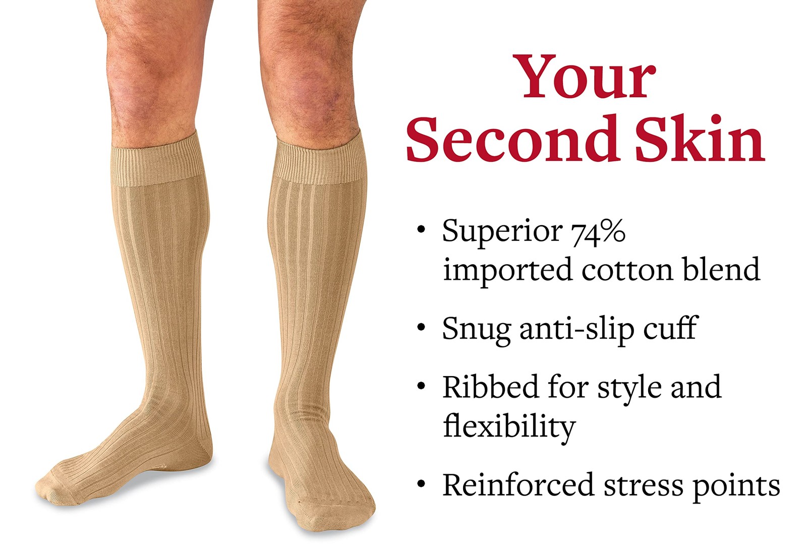 Cotton Dress Socks for Men – Knee High Mens Khaki Executive 8-12,