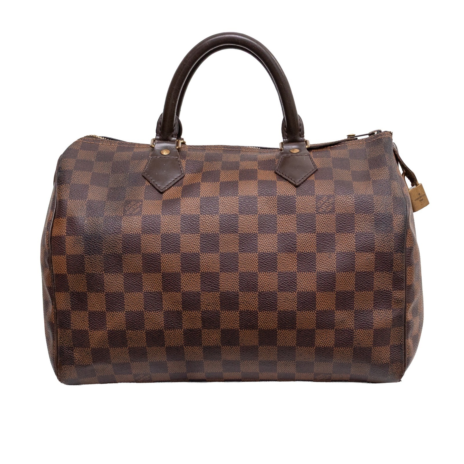 Authentic Louis Vuitton Speedy 30 Damier Ebene Canvas Handbag Brown SD3171