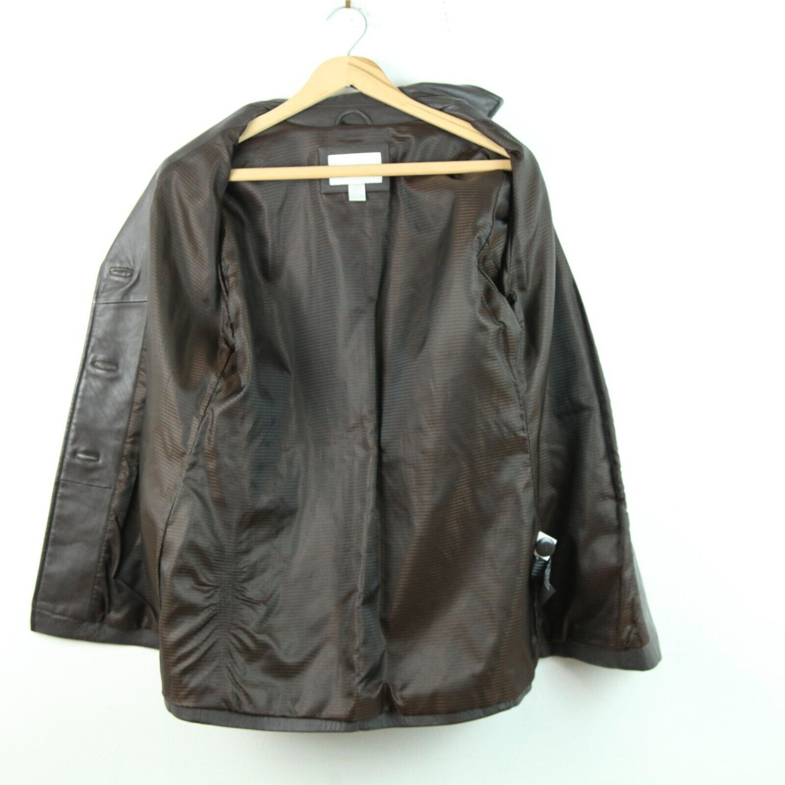 Worthing Petite Medium Vintage Y2K Brown Leather Jacket Minimal Goth Emo Grunge