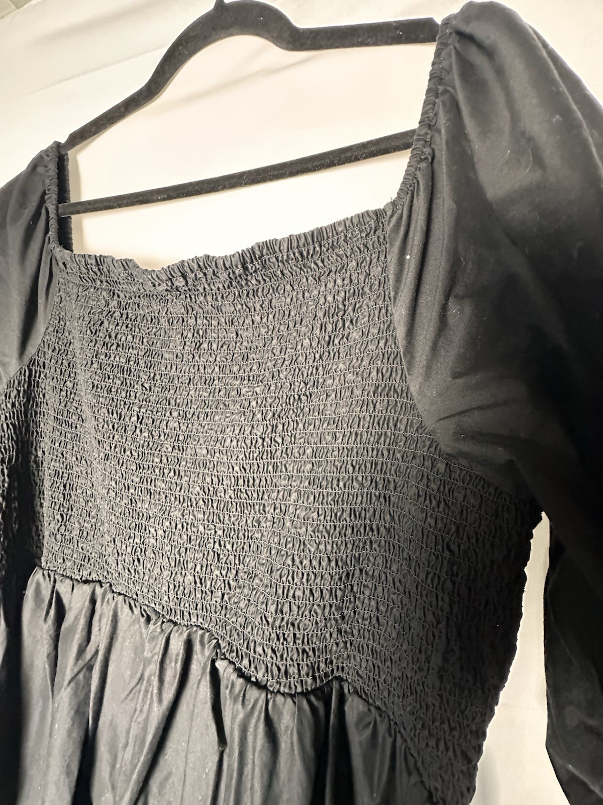 Old Navy Black Brown Smocked Fit Puff Sleeve Dress Size 2XL Preowned