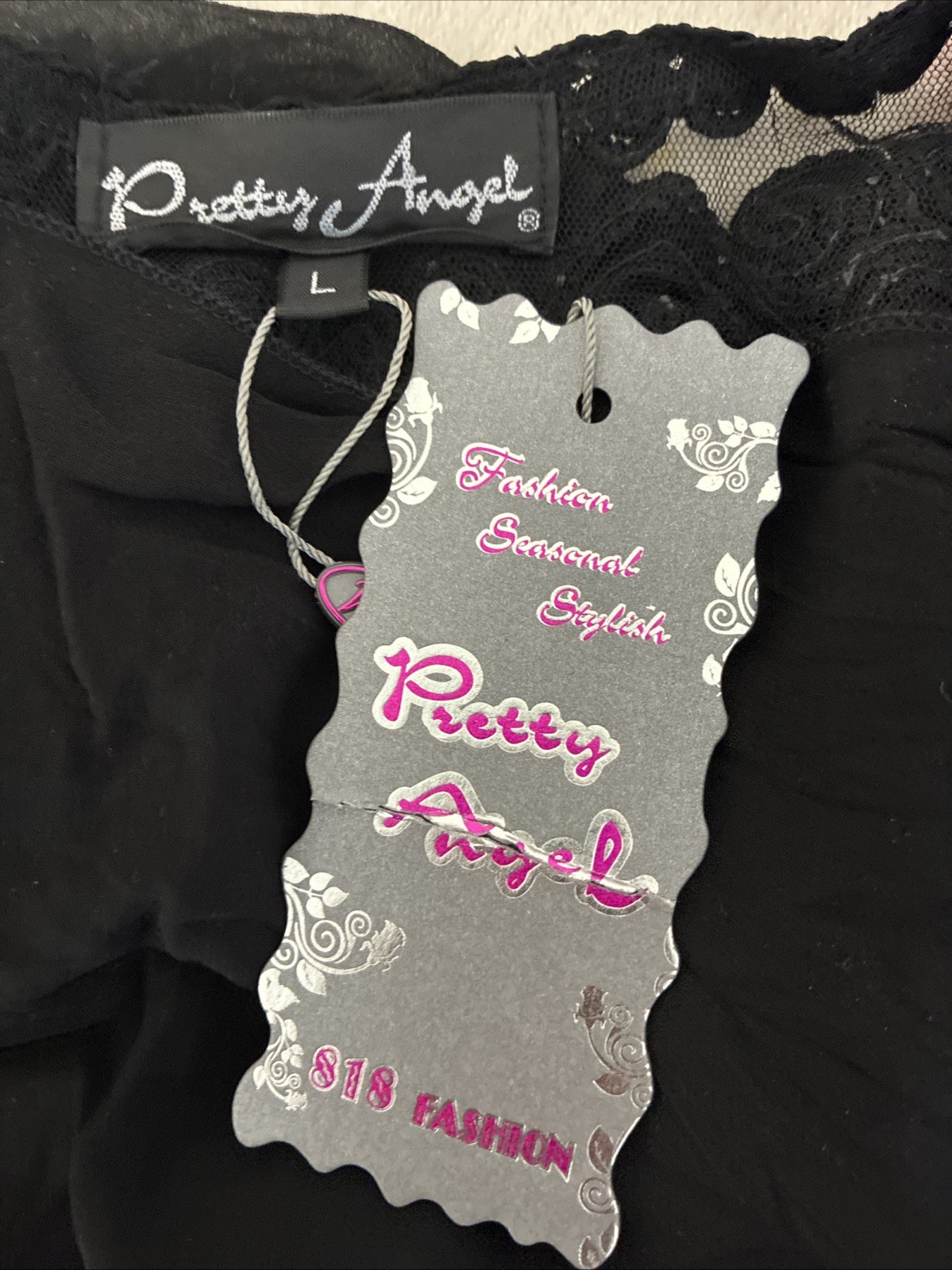 Pretty Angel Tunic Vest L Black Silk Blend Layered Lace Boho Fairy Grunge NEW