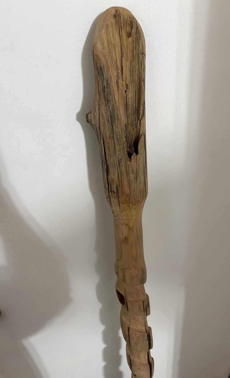 59” Hiking Staff Walking Stick W/stand Hand Carved Juniper From Gulf Coast River