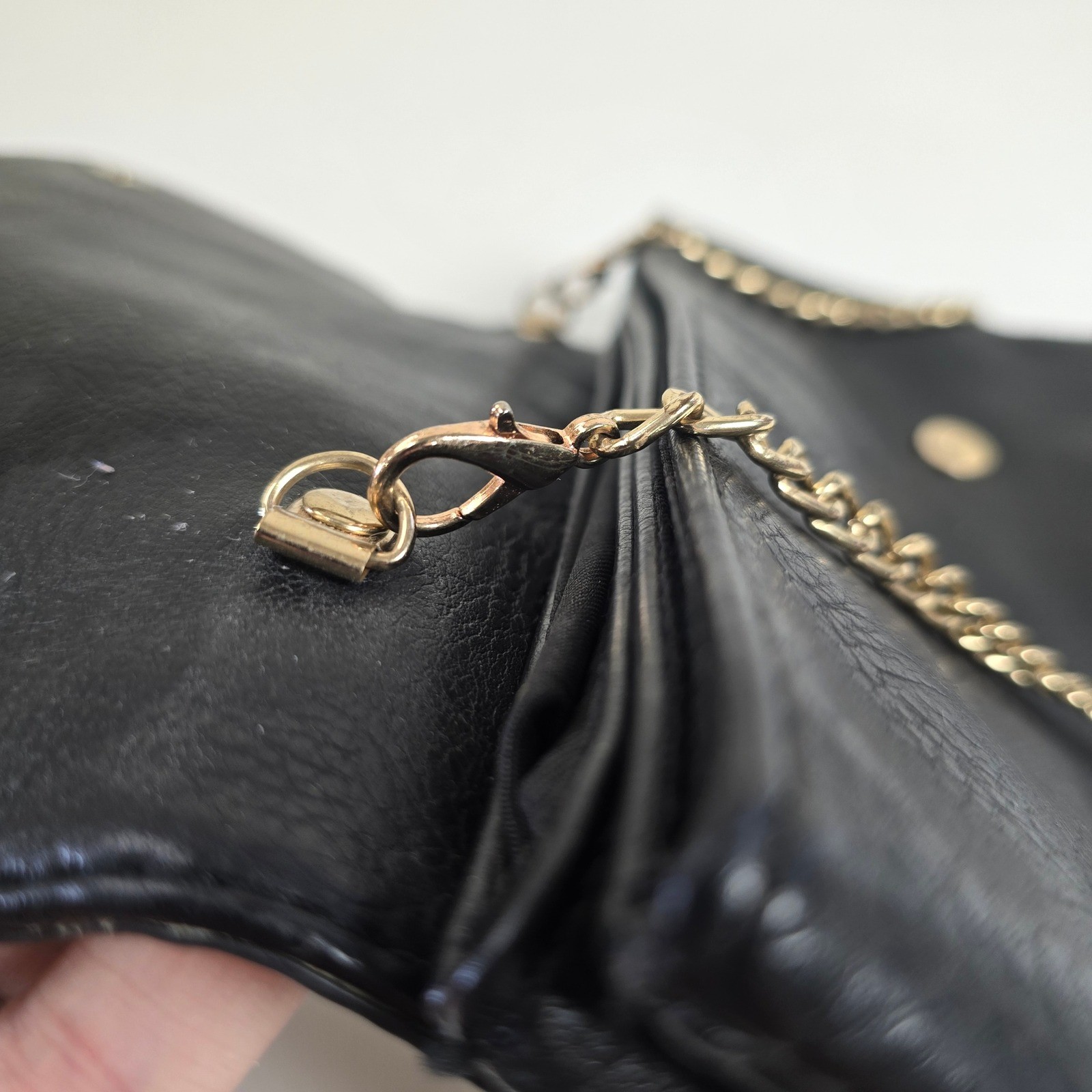 Madison West Calf Hair Leopard Print Crossbody Clutch Bag Black Vegan Leather