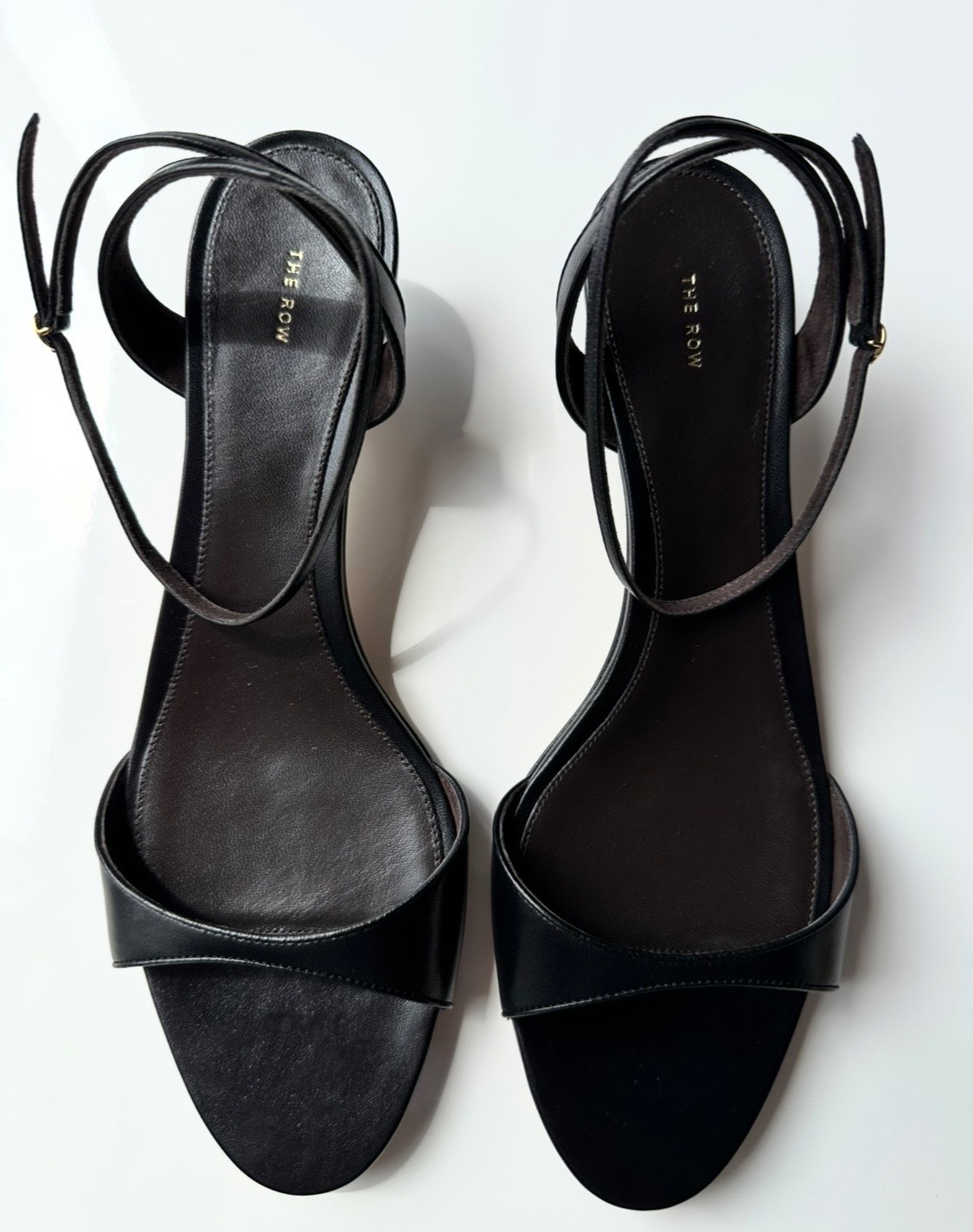 THE ROW Vika Ankle Stripe Sandals Black $