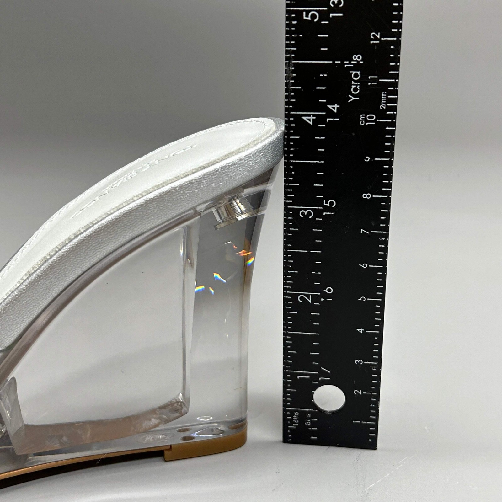 TONY BIANCO Alessi Clear Vinylite/Silver Wedges Women’s Heels Sz 7 (New)
