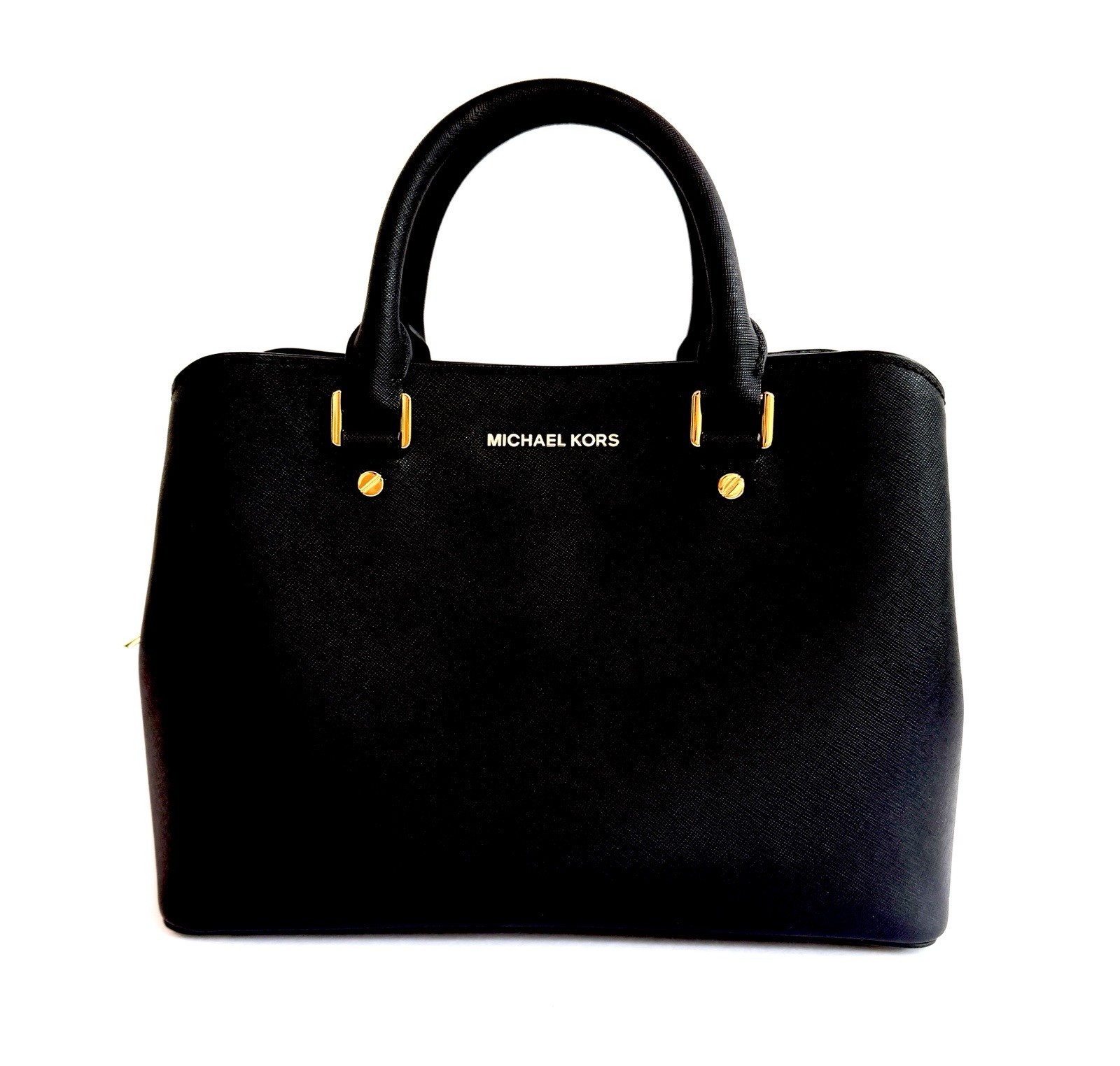 Michael Kors Susannah Black Saffiano Leather Top Handle Medium Handbag