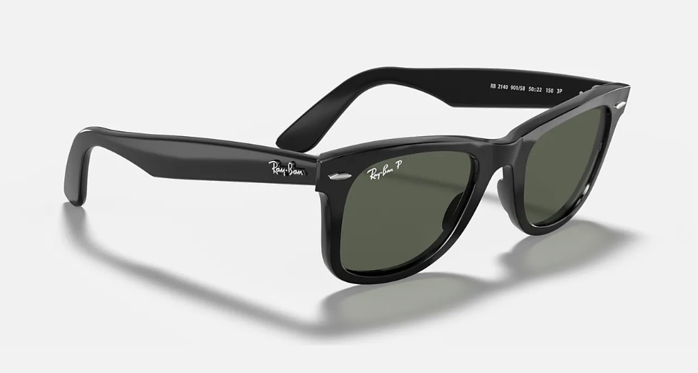 Ray-Ban Original Wayfarer Unisex Square Sunglasses – Black/Green (RB2140 901/58)
