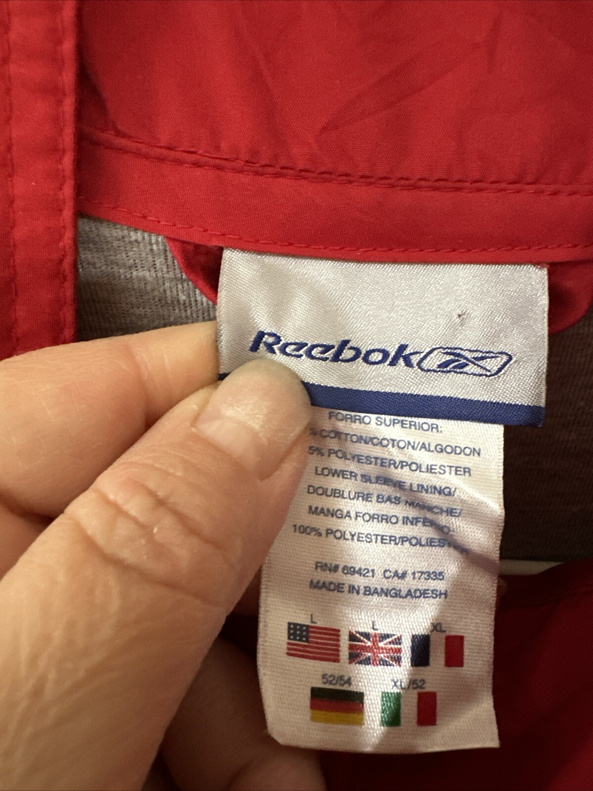 Y2K Reebok Men’s Size L Red & Black Windbreaker Track Jacket Color Block – NOTE