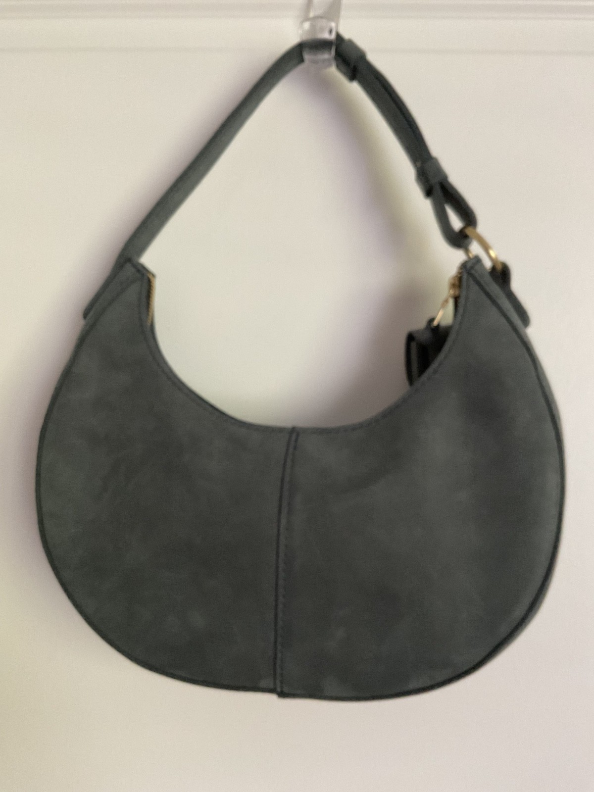 Portland Leather Suede Shoulder Bag/Petunia Pouch, Storm Gray, Classic Size