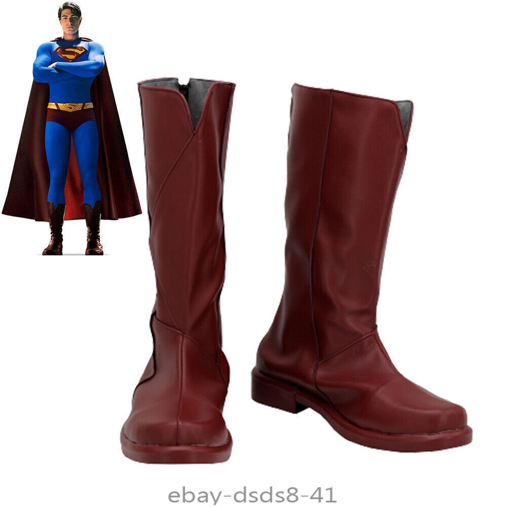 Superman Returns Shoes Clark Kent Men Boots Cosplay Custom Made Paty Props