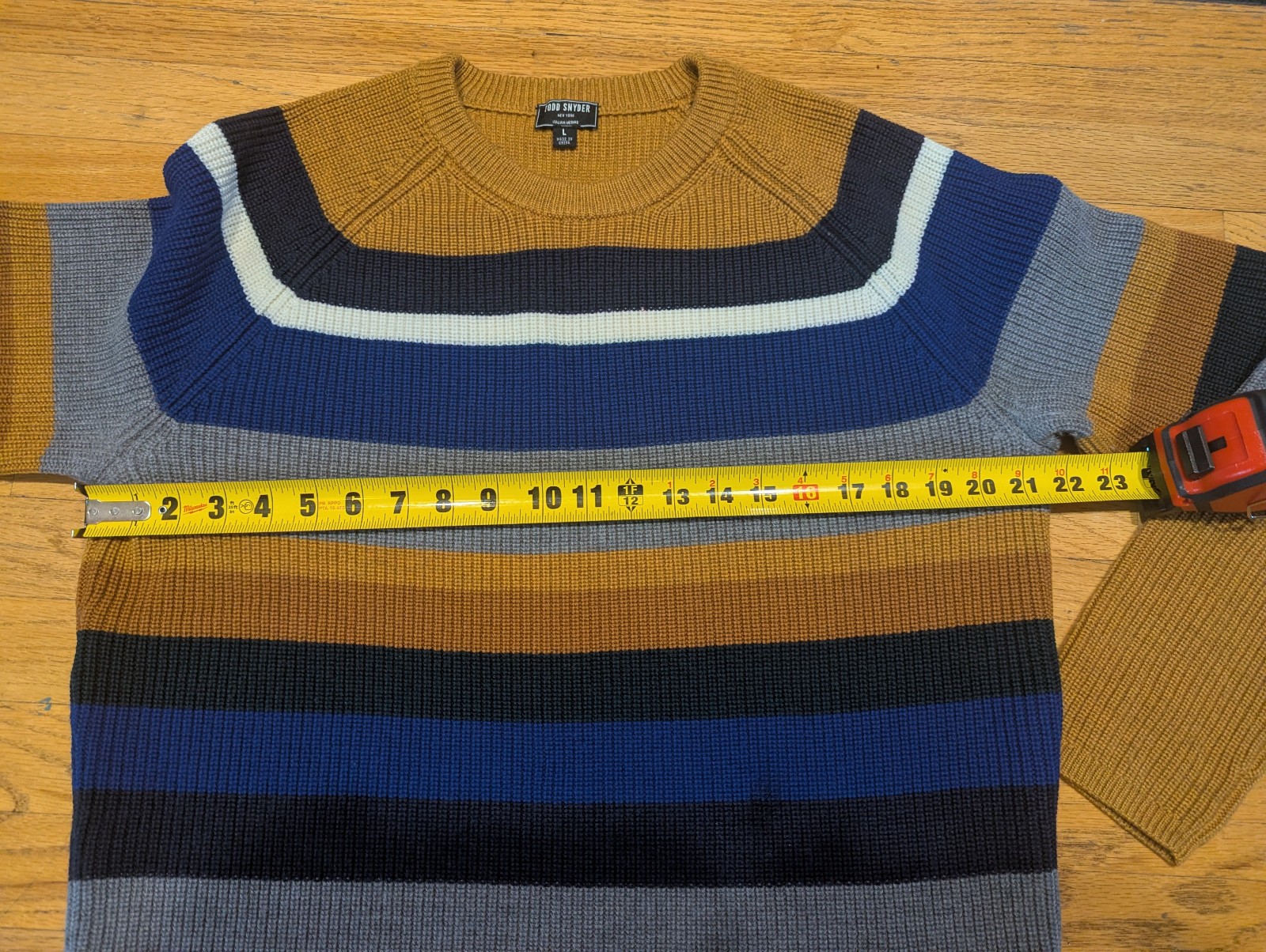 Todd Snyder Large (L) Multicolor Striped Knit Italian Merino Wool Sweater
