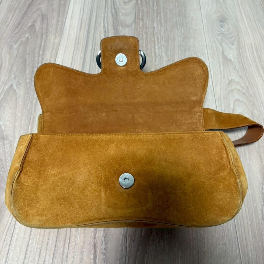 Salvatore Ferragamo One Shoulder Bag Gancini Suede Camel Vintage Auth From Japan